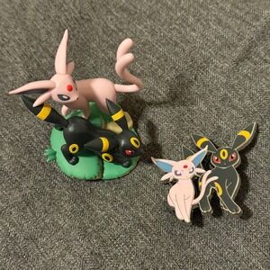 Pokemon‎ Prismatic Evolution Espeon Umbreon Figurines and Enamel Pin Set
